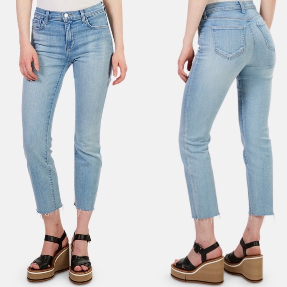 L'AGENCE Sada High Rise Cropped Slim Light Wash Jeans